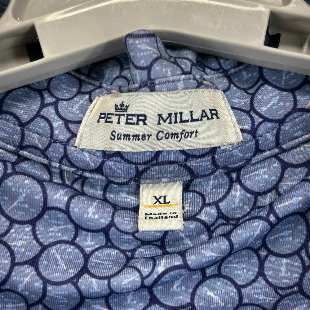 Peter Millar Polo Shirt Mens XL Blue Runner Performance Jersey Summer Comfort - Picture 12 of 16